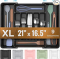 Ukeetap Expandable Silverware Organizer – BPA-Free Cutlery Tray (Black)