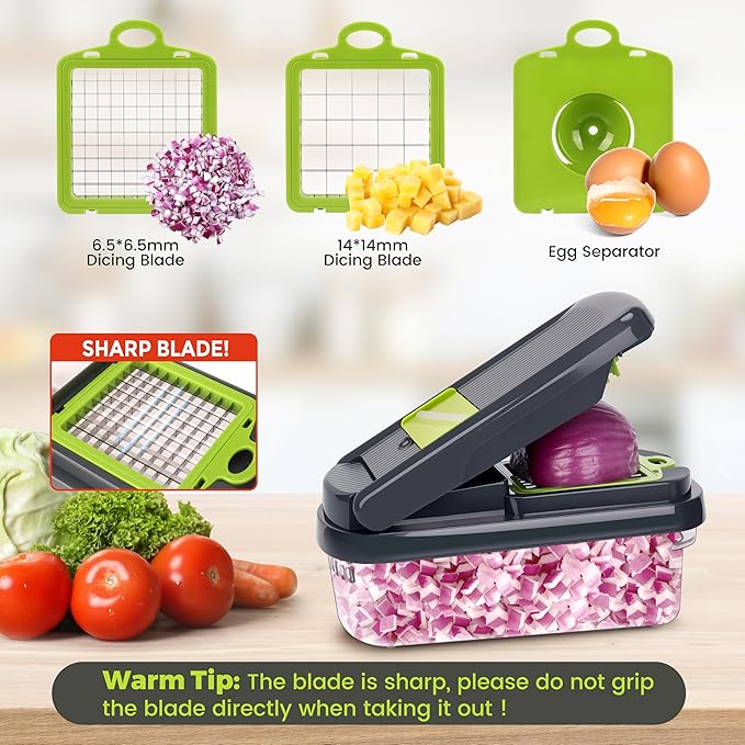Yusshn 12-in-1 Multifunction Vegetable Chopper with 7 Blades & Container (Grey)